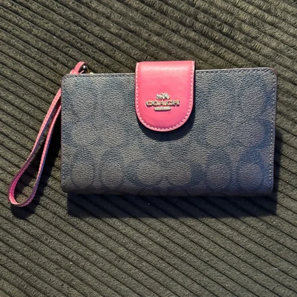 Coach Brown and Magenta Wristlet - Picture 1 of 4